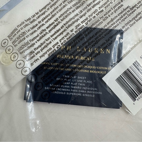 Ralph Lauren NWT Organic Cotton Palmer Twin Flat Sheet Sky Blue - Picture 5 of 5